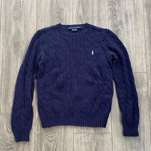 Ralph Lauren - Women's Navy Cable-Knit Crewneck Sweater in Hunter Navy - Size S